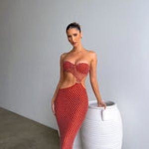 Outcast Mila Maxi Dress in Rust (*not* black) - Sz XS